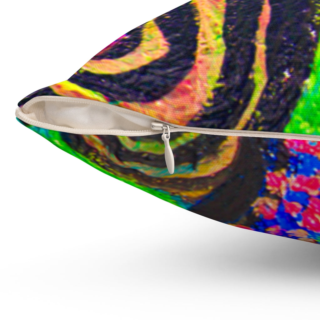 Confetti Frogs Swirl Lime Green Jelly Square Pillow - Fridge Art Boutique