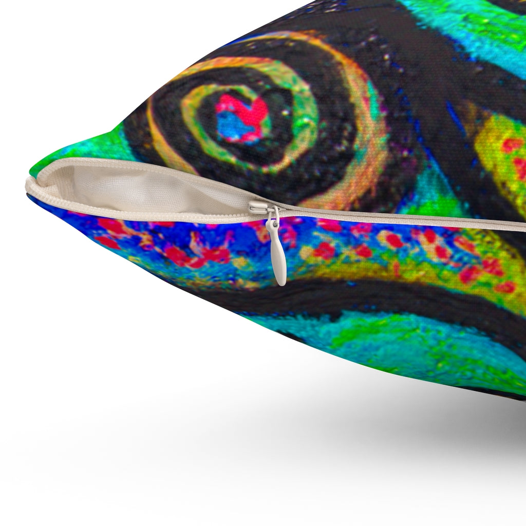 Confetti Frogs Lime Green Jelly Square Pillow - Fridge Art Boutique