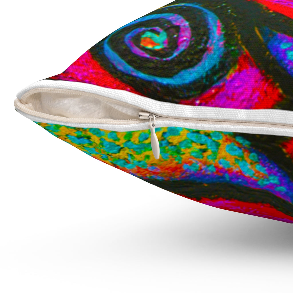 Confetti Frogs Neon Pink Square Pillow - Fridge Art Boutique