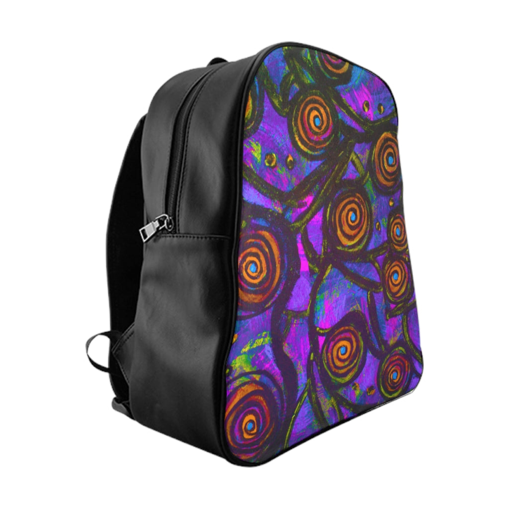 Stained Glass Frogs Purple School Backpack - Fridge Art Boutique
