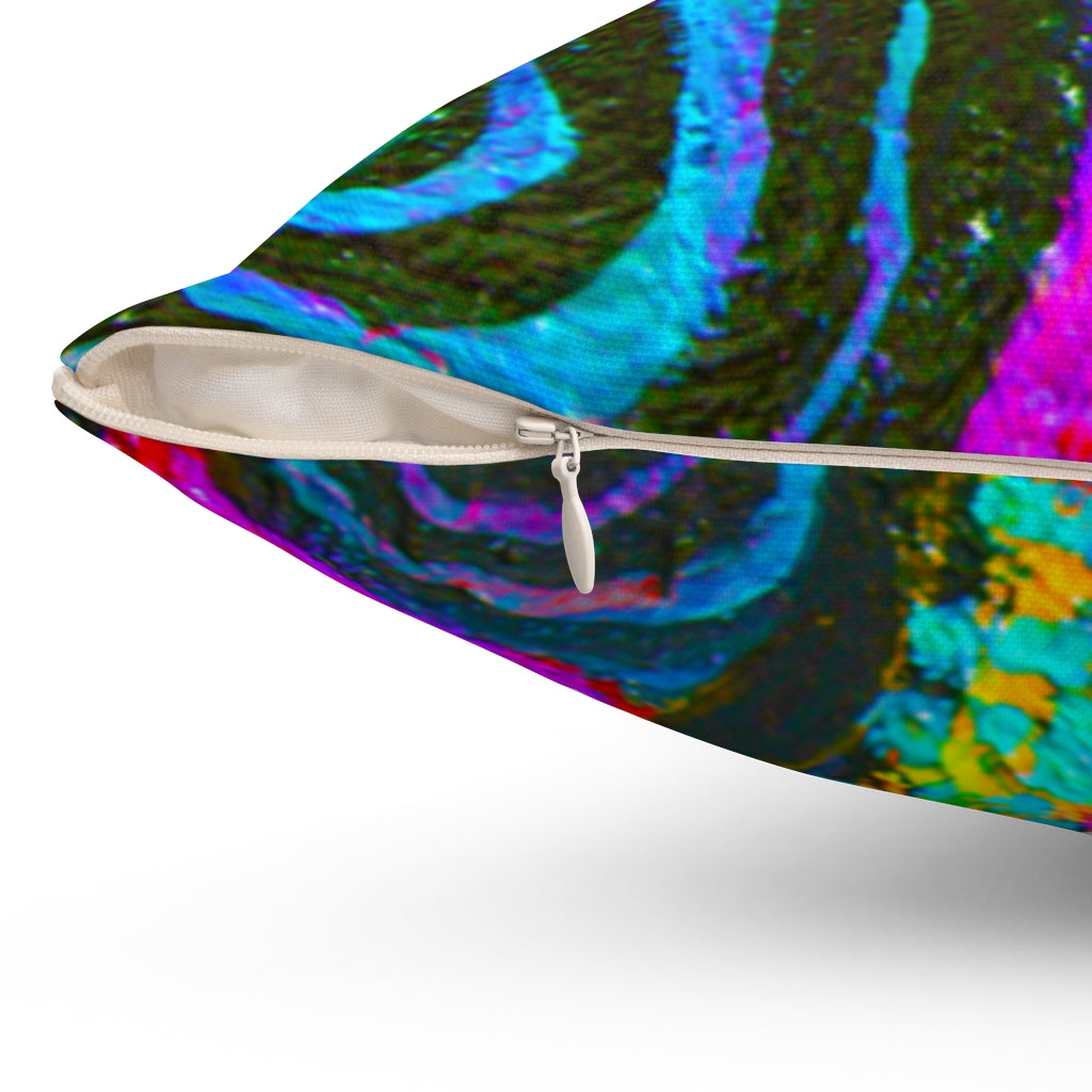 Confetti Frogs Swirl Neon Square Pillow - Fridge Art Boutique