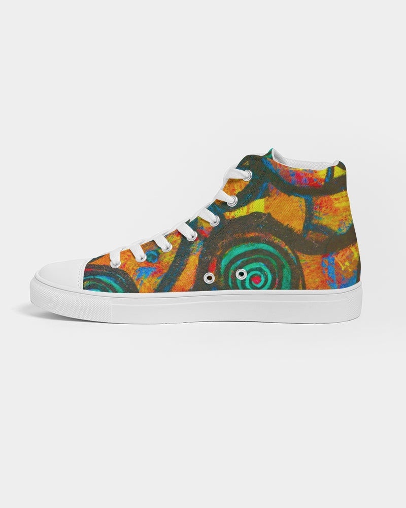 Stained Glass Frogs Sunset Men's Hightop Canvas Shoe