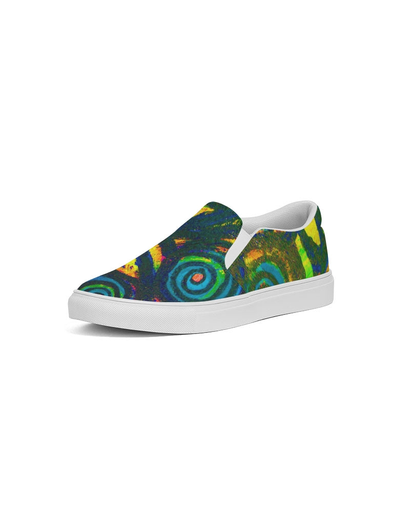 Stained Glass Frogs Sun Women's Slip-On Canvas Shoe