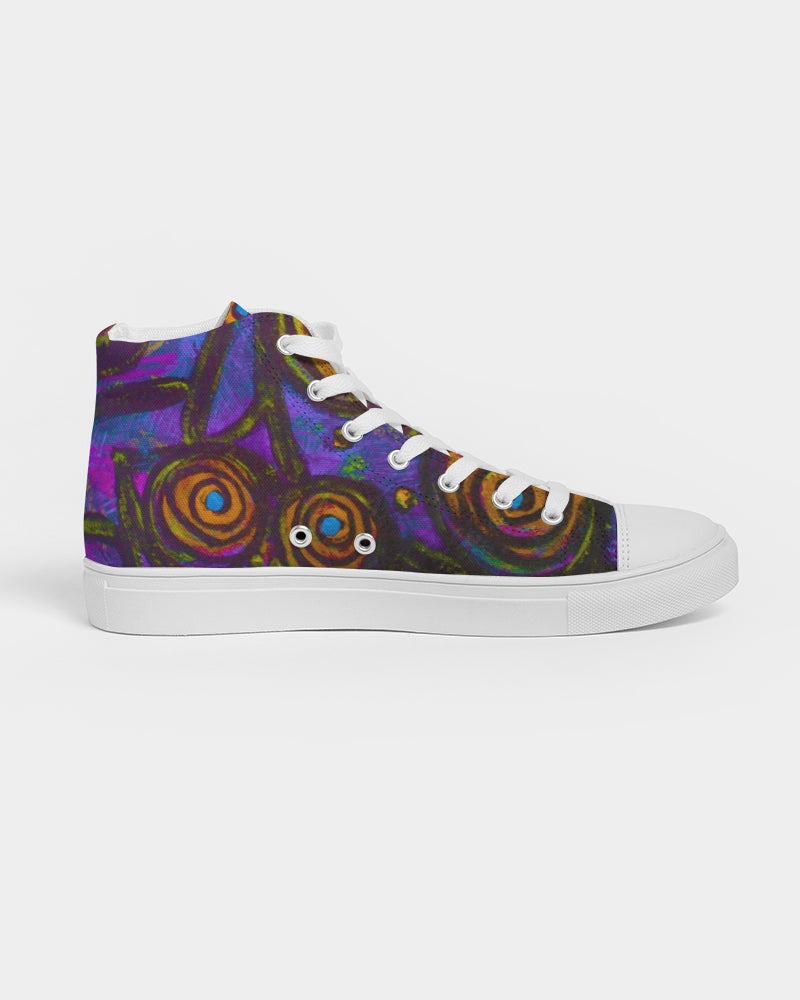 Stained Glass Frogs Purple Women's Hightop Canvas Shoe