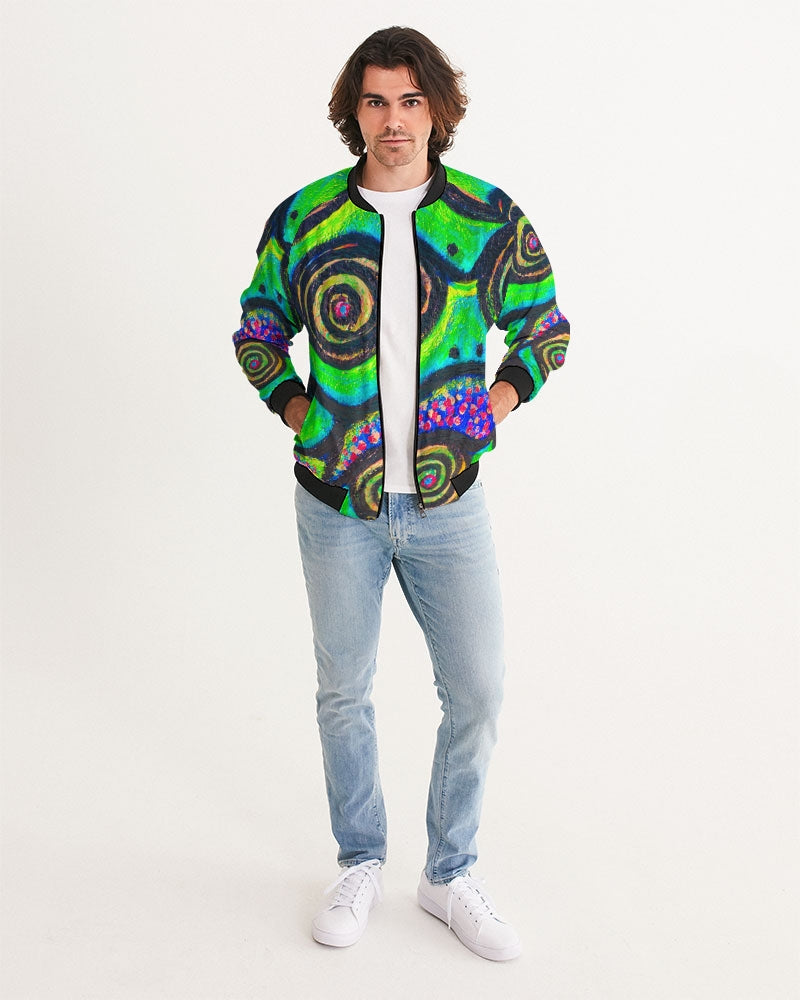 Confetti Frogs Lime Green Jelly Men's Bomber Jacket