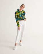 Stained Glass Frogs Sun Women's Cropped Hoodie