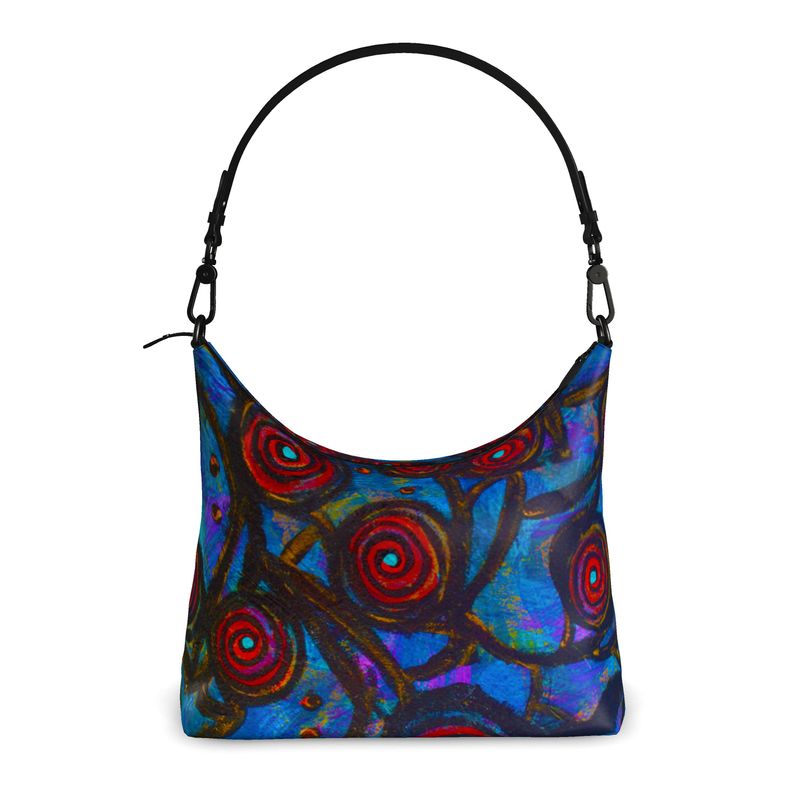 Stained Glass Frogs Luxury Square Hobo Bag