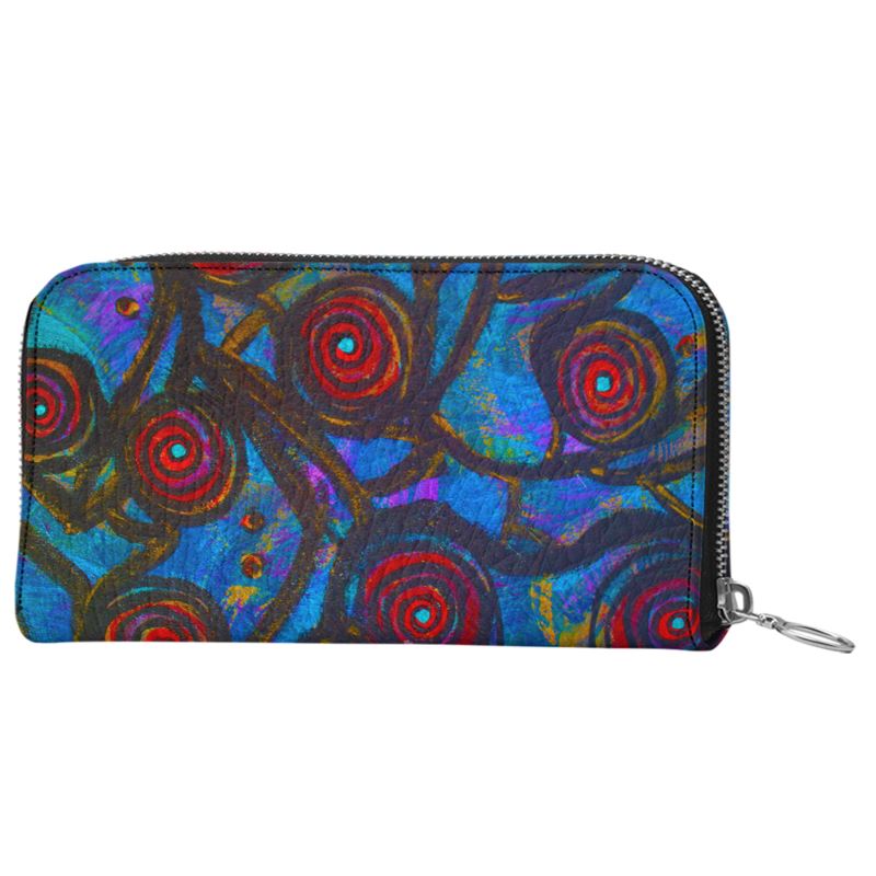 Stained Glass Frogs Luxury Leather Zip Wallet