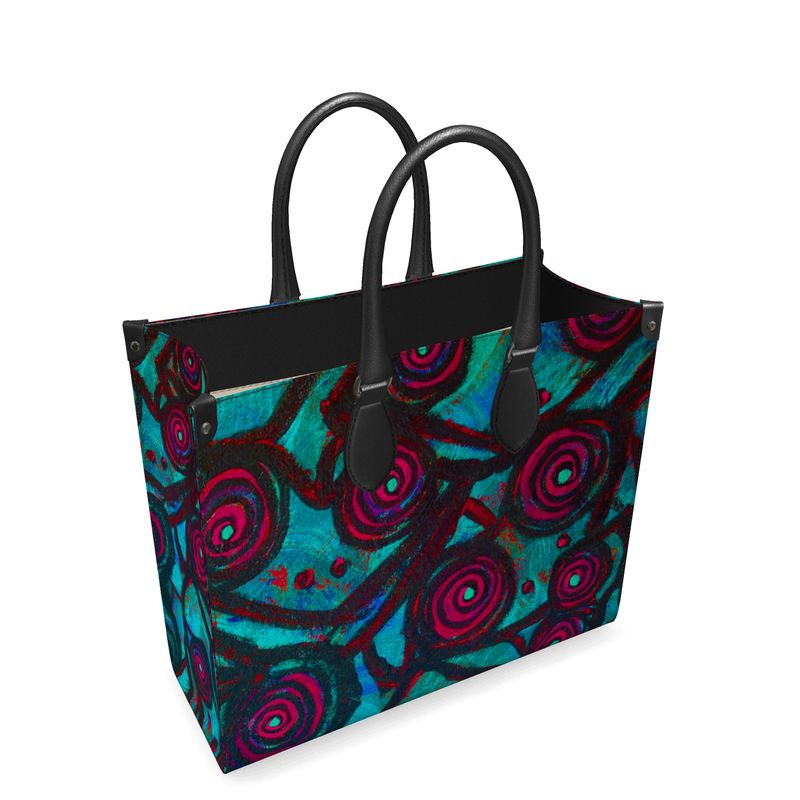 Stained Glass Frogs Cool Luxury Leather Shopper Bag