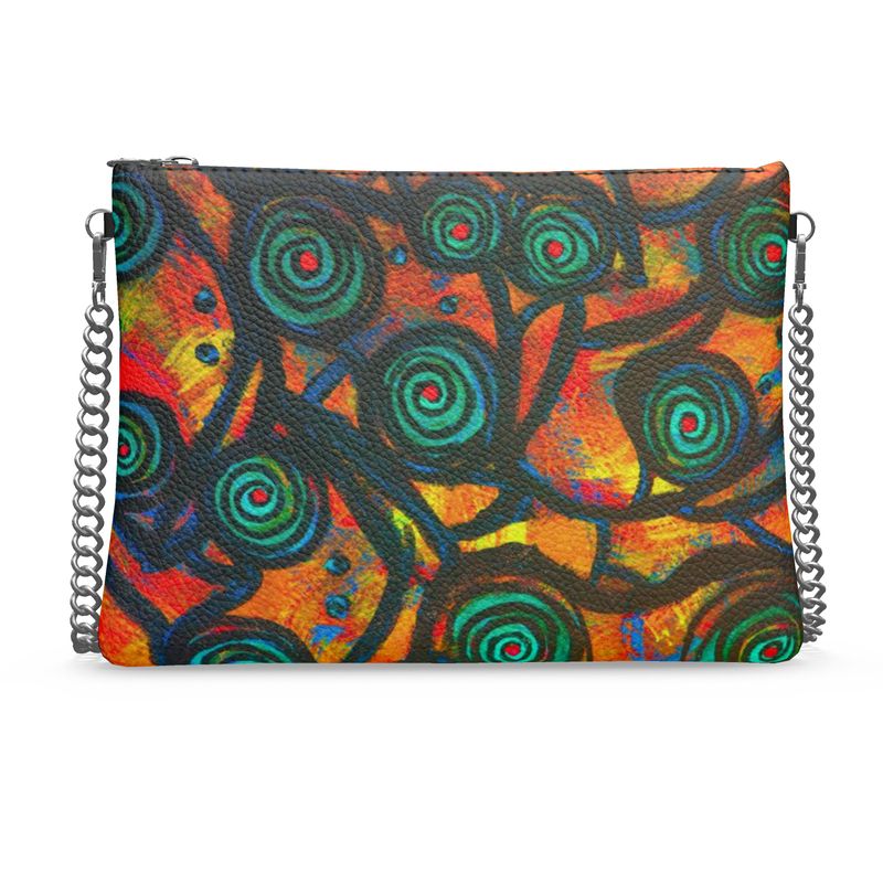 Stained Glass Frogs Sunset Luxury Crossbody Bag With Chain