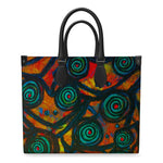 Stained Glass Frogs Sunset Luxury Leather Shopper Bag