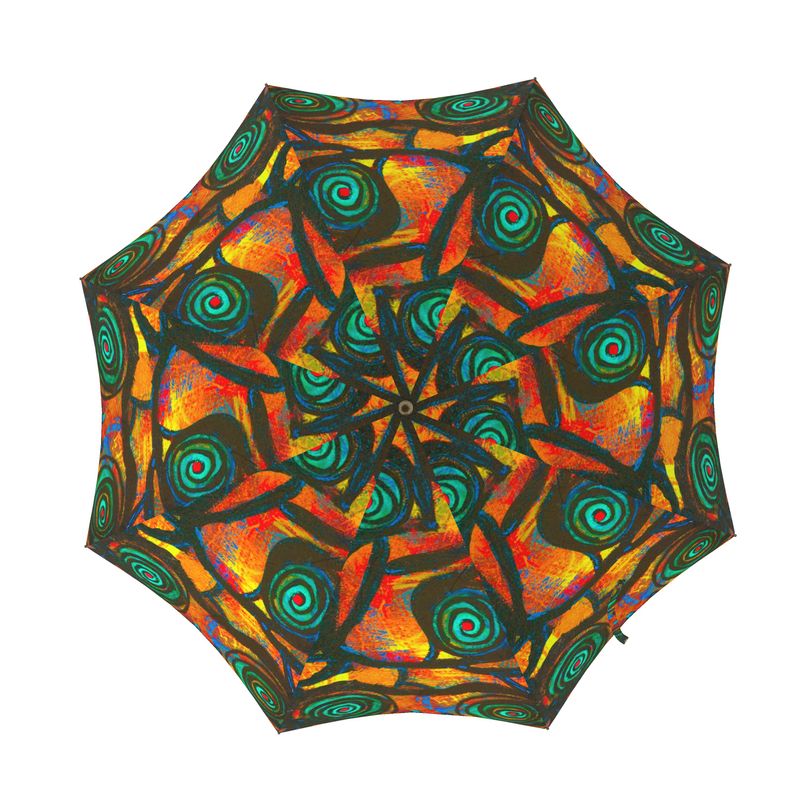 Stained Glass Frogs Sunset Luxury Umbrella