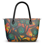 Stained Glass Frogs Sunset Luxury Zip Top Handbags