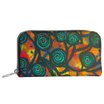 Stained Glass Frogs Sunset Luxury Leather Zip Wallet
