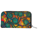 Stained Glass Frogs Sunset Luxury Leather Zip Wallet