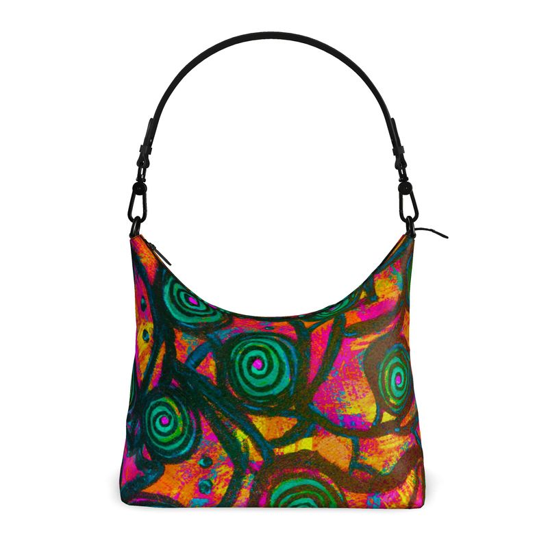 Stained Glass Frogs Rum Punch Luxury Square Hobo Bag