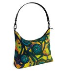 Stained Glass Frogs Sun Luxury Square Hobo Bag