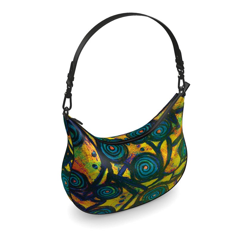 Stained Glass Frogs Sun Luxury Curve Hobo Bag