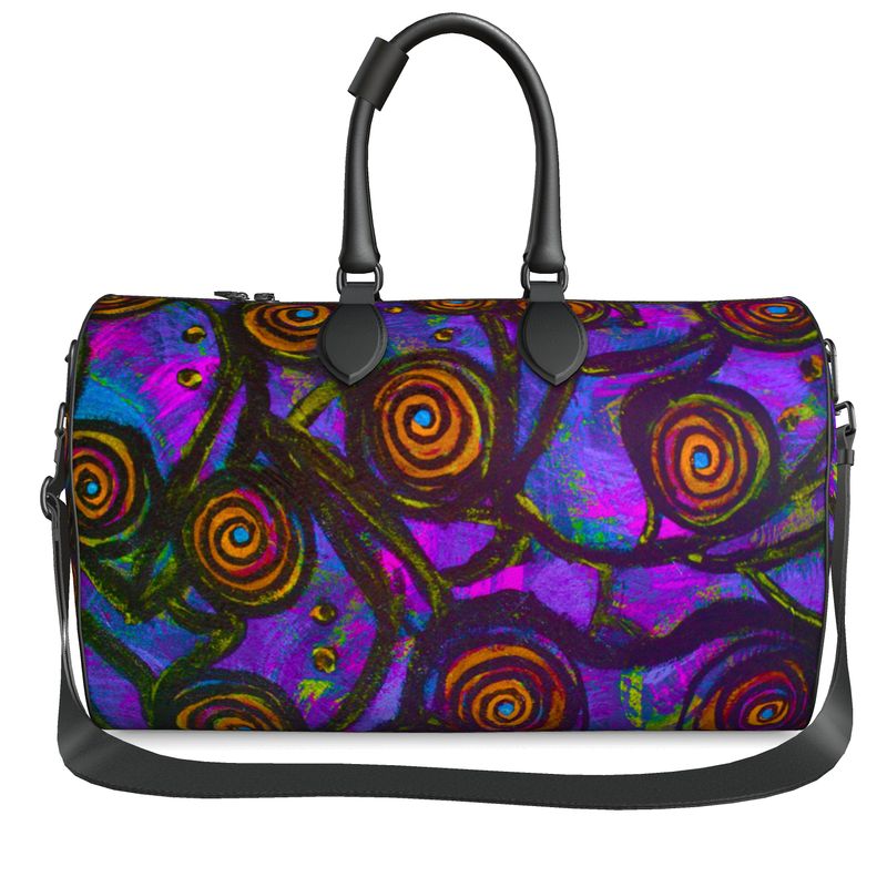 Stained Glass Frogs Purple Luxury Duffle Bag