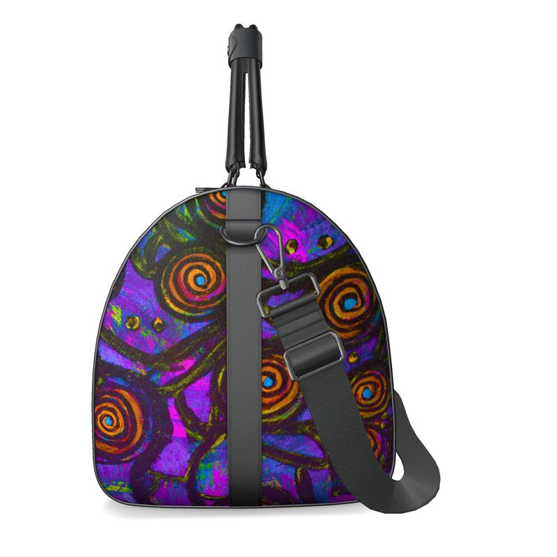 Stained Glass Frogs Purple Luxury Duffle Bag