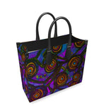 Stained Glass Frogs Purple Luxury Leather Shopper Bag