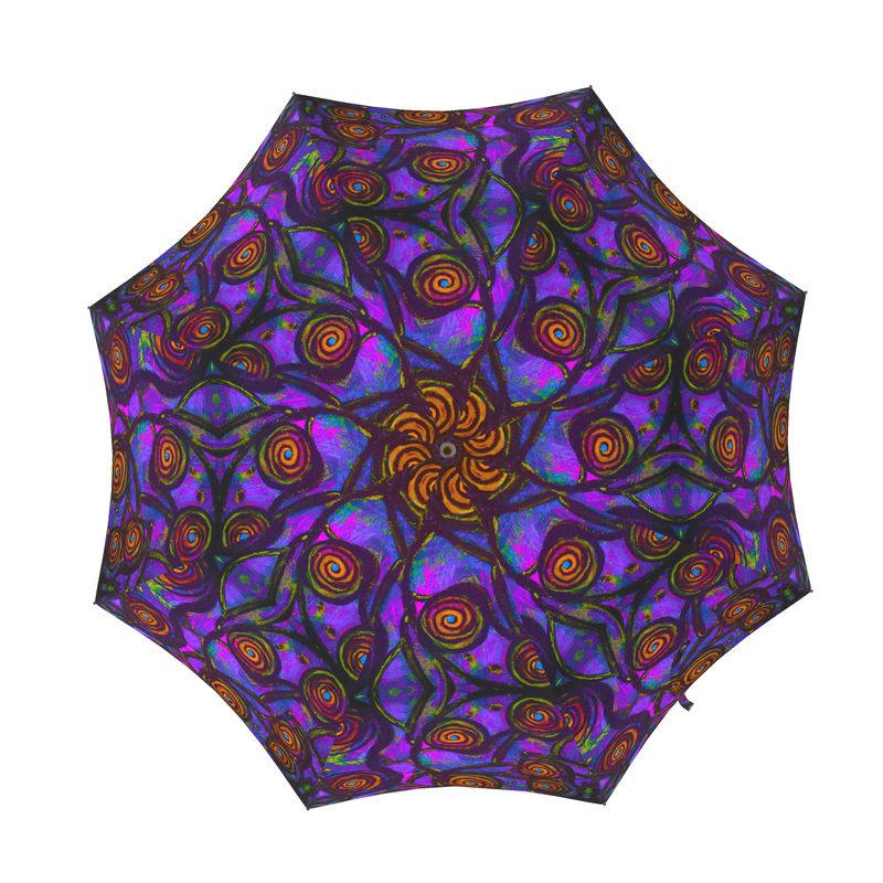 Stained Glass Frogs Purple Luxury Umbrella
