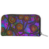 Stained Glass Frogs Purple Luxury Leather Zip Wallet