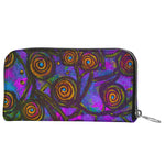Stained Glass Frogs Purple Luxury Leather Zip Wallet