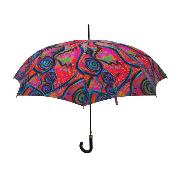 Happy Frogs Pink Luxury Umbrella