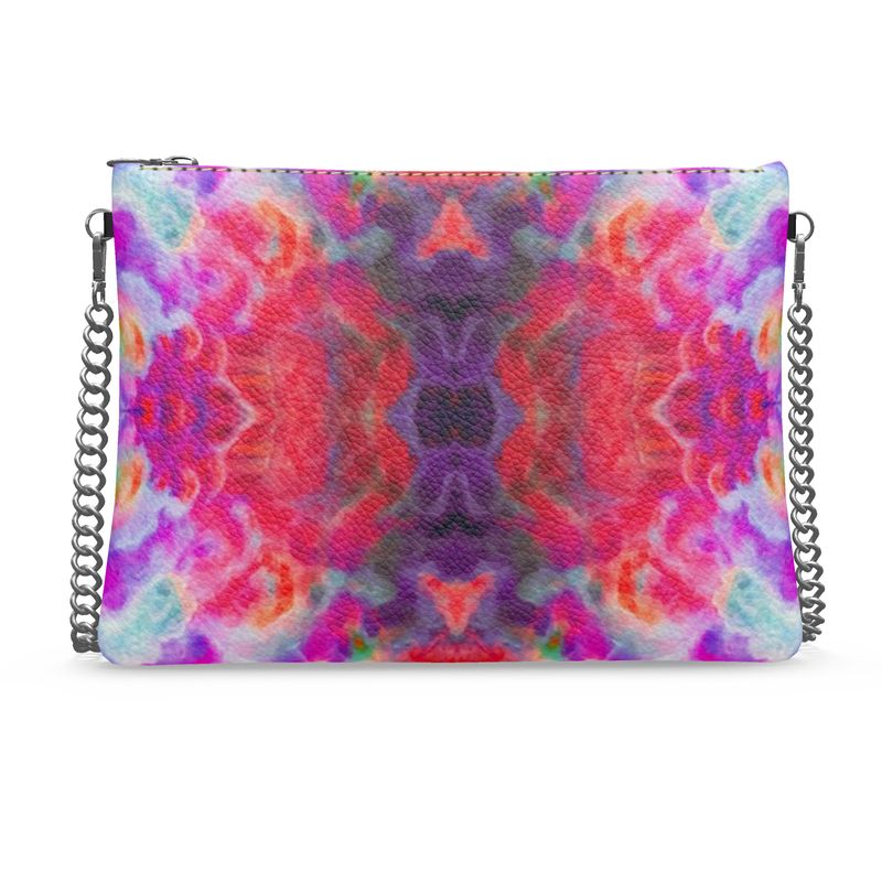 Pareidolia Cloud City Magenta Luxury Crossbody Bag With Chain