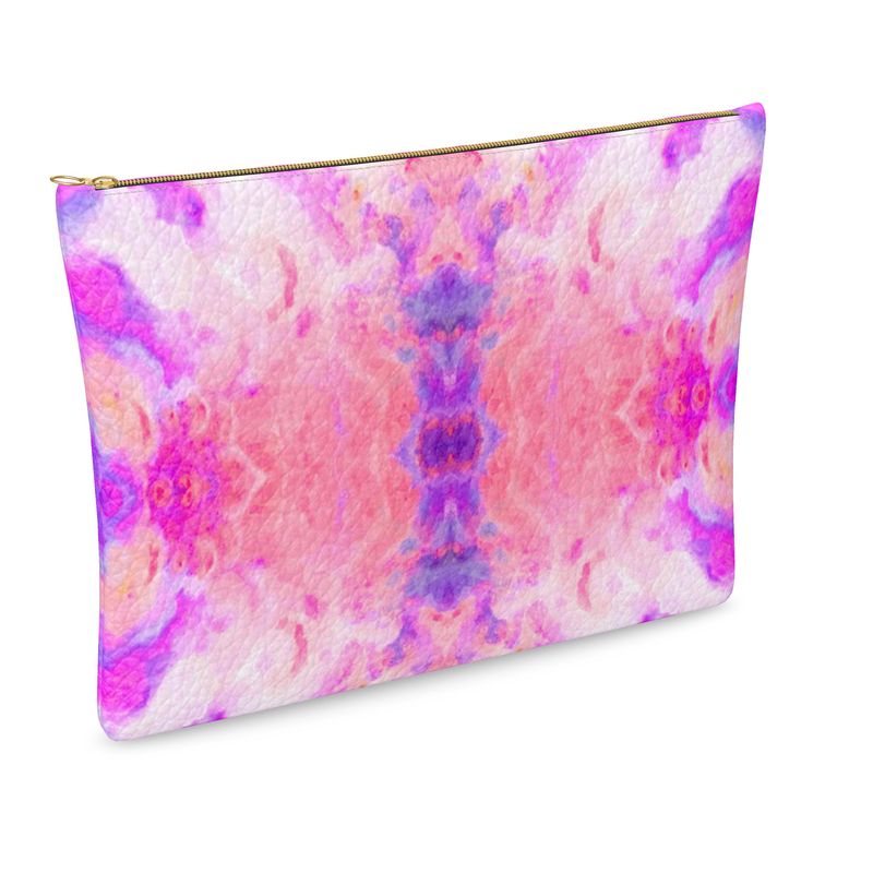 Pareidolia Cloud City Cotton Candy Luxury Leather Clutch Bag