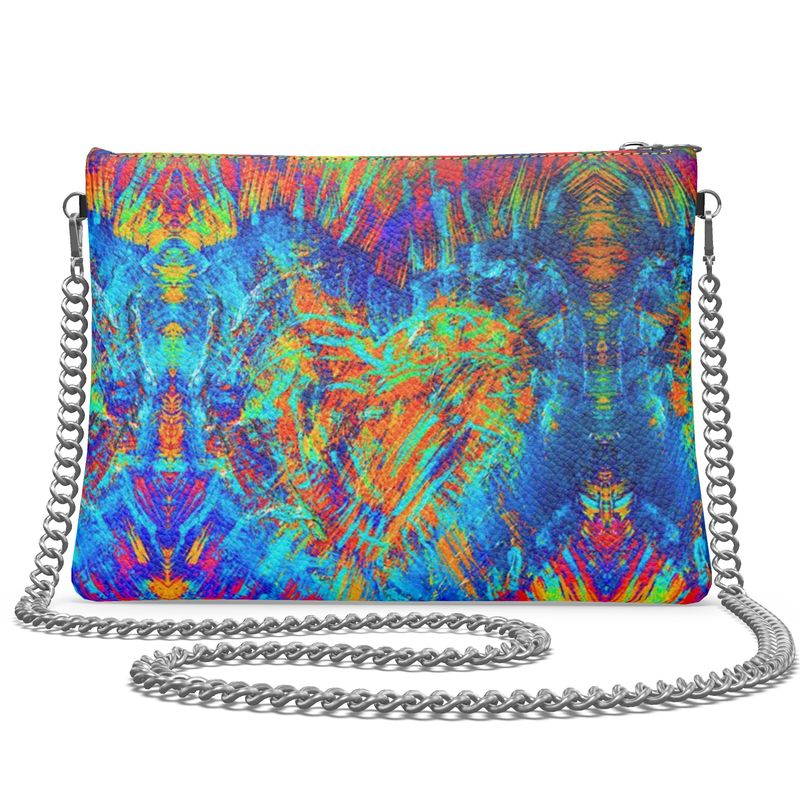 Meraki Rainbow Heart Luxury Crossbody Bag With Chain