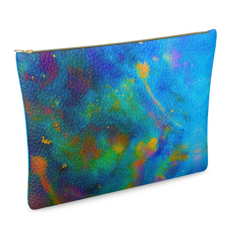 Two Wishes Green Nebula Luxury Leather Clutch Bag