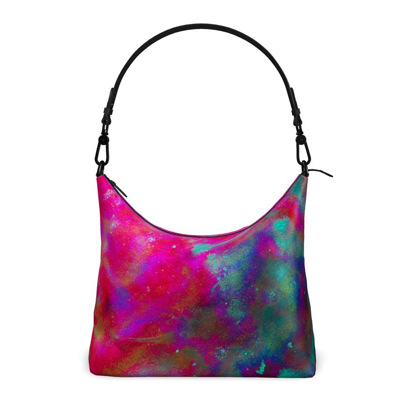 Two Wishes Pink Starburst Luxury Square Hobo Bag