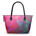 Two Wishes Pink Starburst Luxury Zip Top Handbags