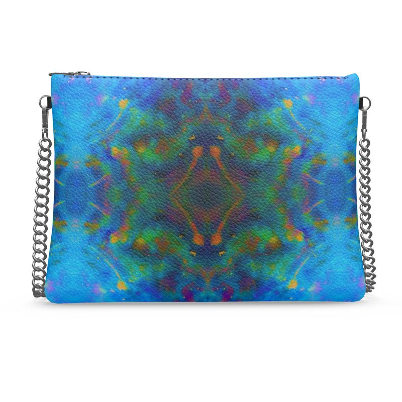 Two Wishes Green Nebula Cosmos Luxury Crossbody Bag With Chain