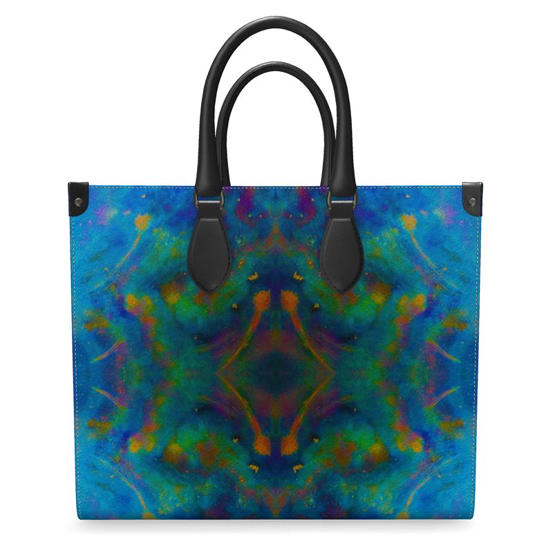 Two Wishes Green Nebula Cosmos Luxury Leather Shopper Bag