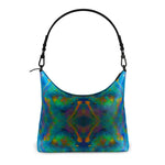 Two Wishes Green Nebula Cosmos Luxury Square Hobo Bag