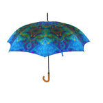 Two Wishes Green Nebula Cosmos Luxury Umbrella