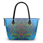 Two Wishes Green Nebula Cosmos Luxury Zip Top Handbags
