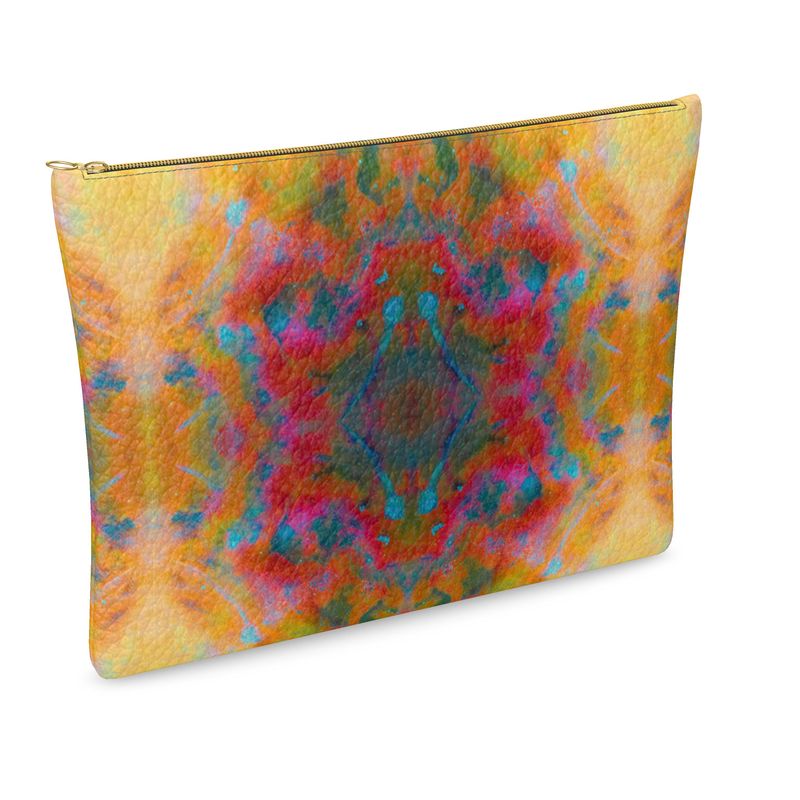 Two Wishes Sunburst Cosmos Luxury Leather Clutch Bag