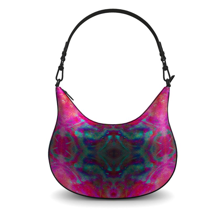 Two Wishes Pink Starburst Cosmos Luxury Curve Hobo Bag