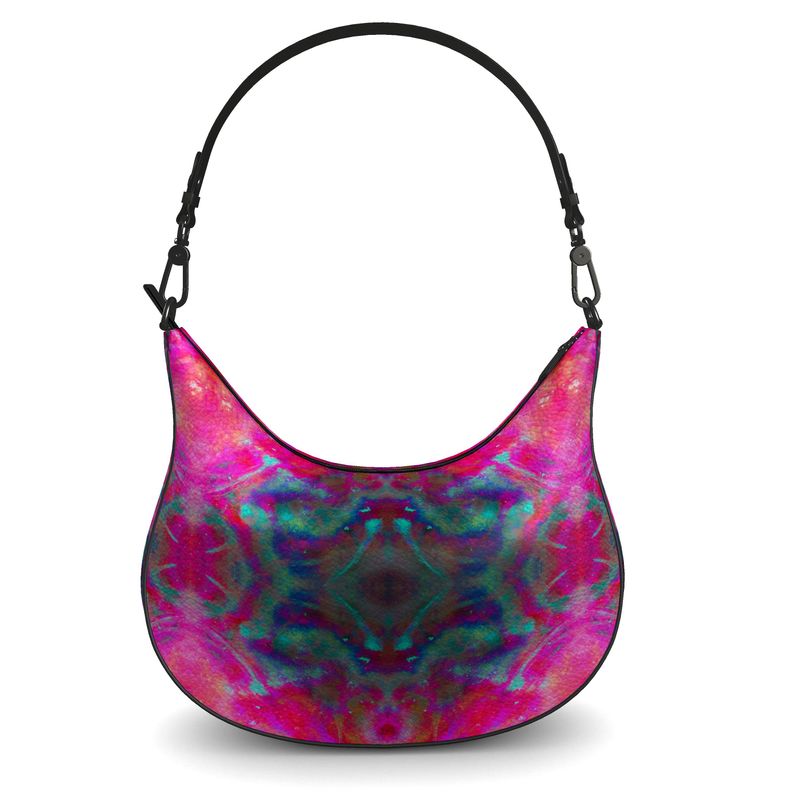 Two Wishes Pink Starburst Cosmos Luxury Curve Hobo Bag