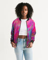 Two Wishes Pink Starburst Women's Bomber Jacket