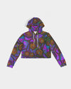 Stained Glass Frogs Purple Women's Cropped Hoodie