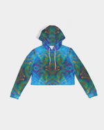Two Wishes Green Nebula Cosmos Women's Cropped Hoodie