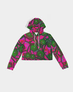 Stained Glass Frogs Pink Women's Cropped Hoodie