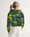 Stained Glass Frogs Sun Women's Cropped Hoodie