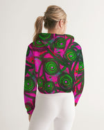 Stained Glass Frogs Pink Women's Cropped Hoodie