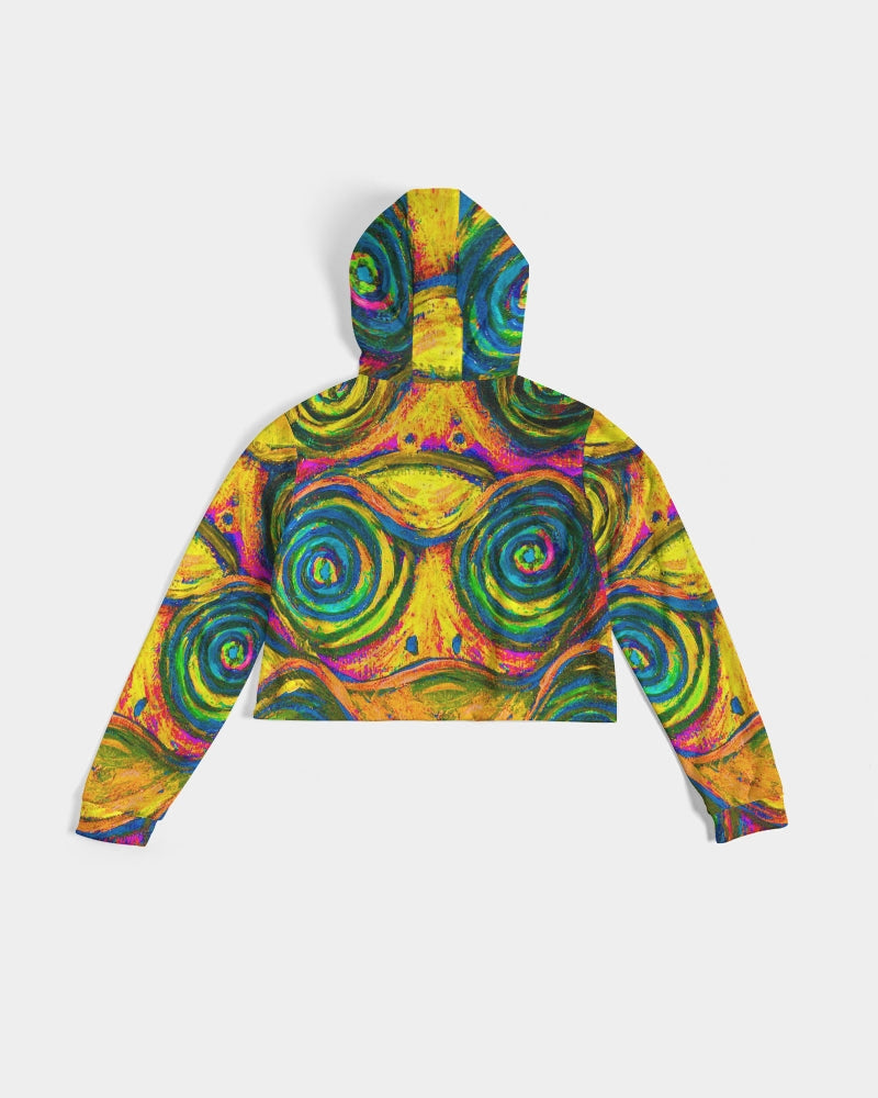 Hypnotic Frogs Sun Women's Cropped Hoodie